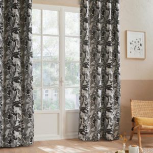 Rideau "Bejuco" motifs jacquard Noir - 140x260 cm