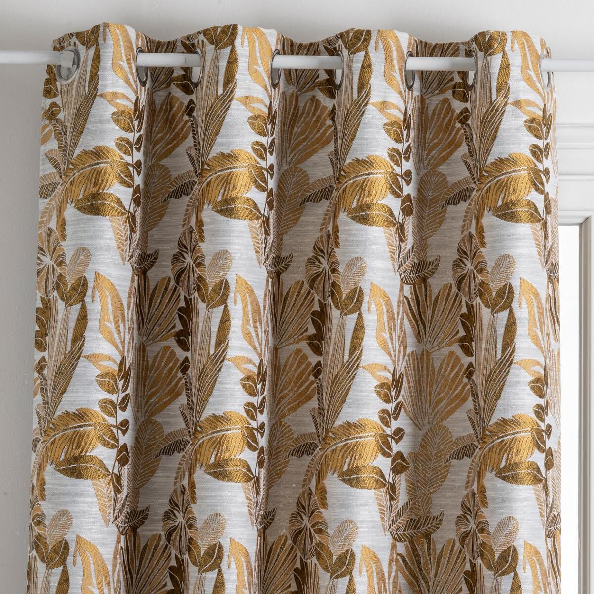 Rideau "Bejuco" motifs jacquard Jaune moutarde