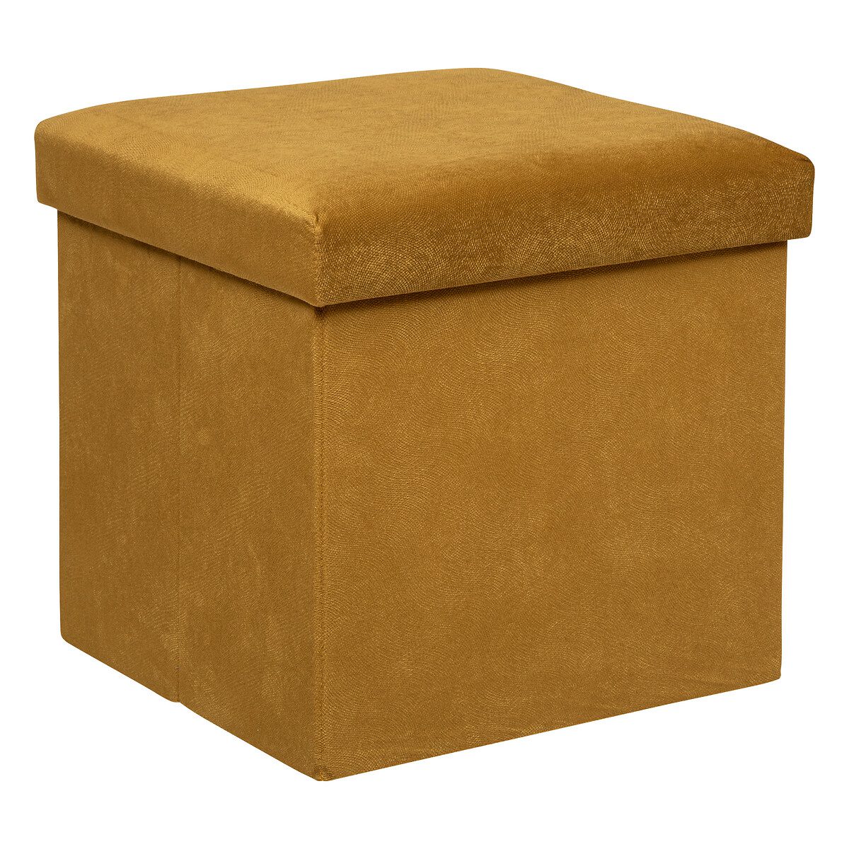 Pouf pliant "Lilou" Velours jaune moutarde